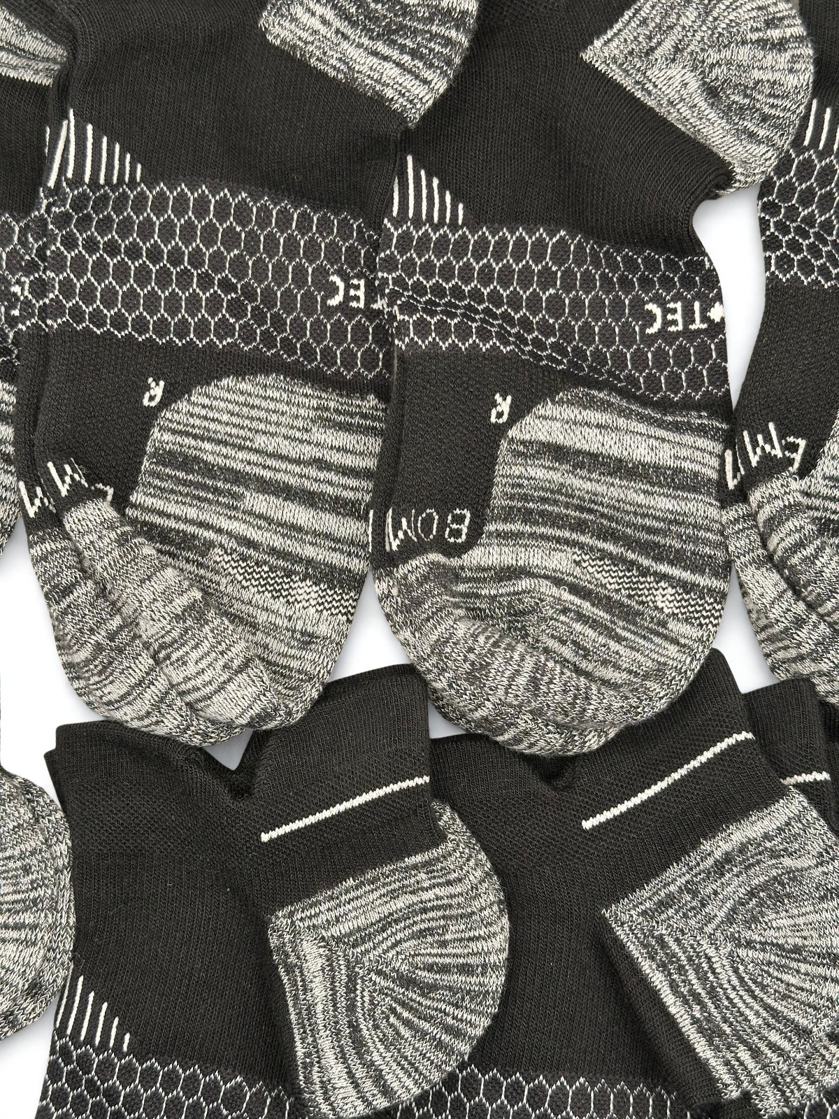 Bombas Hextec 8 Pairs Ankle Socks athletic Honeycomb Medium Black Wholesale Lot
