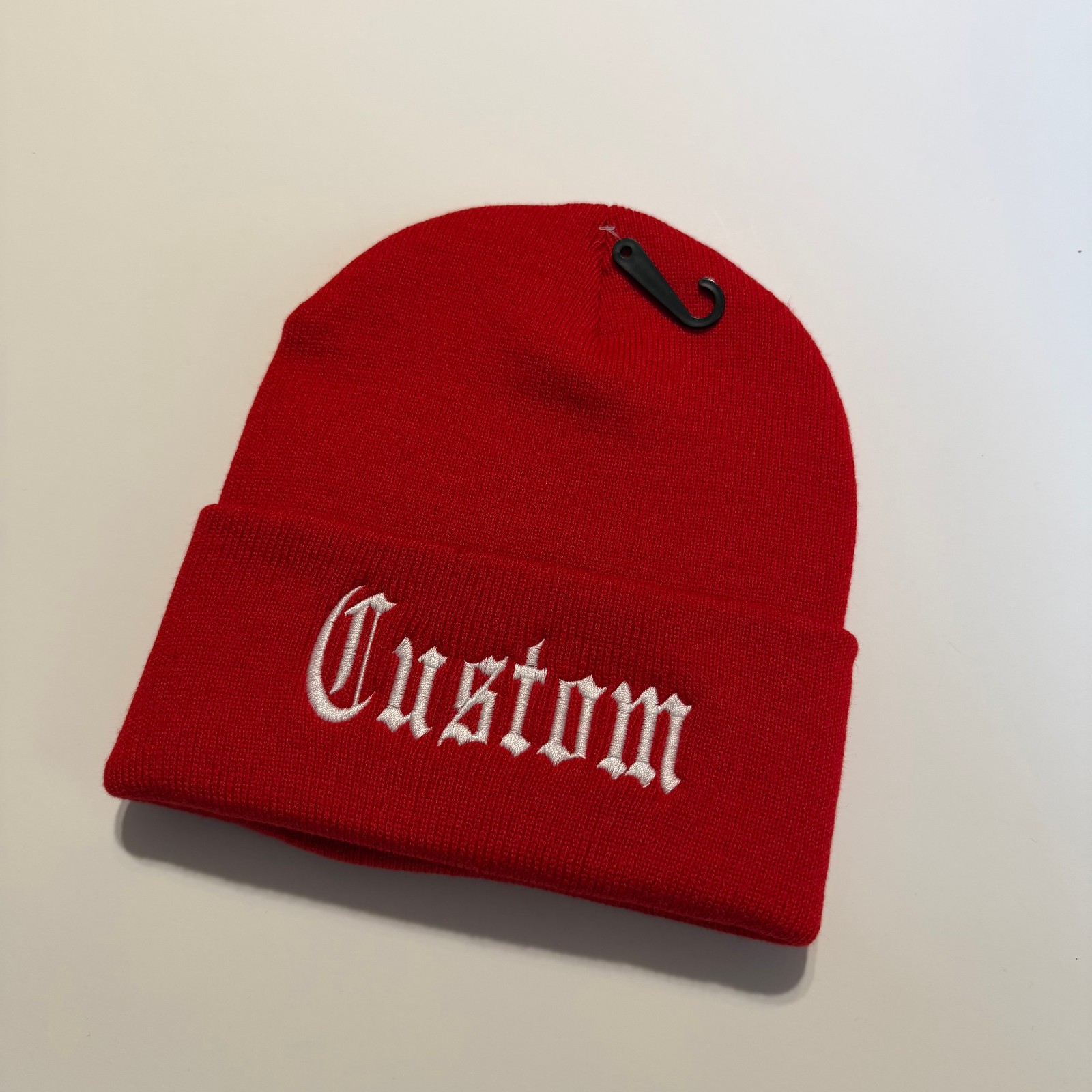 Custom Last Name Embroidered Beanie Text in old English Stitched Your Last Name