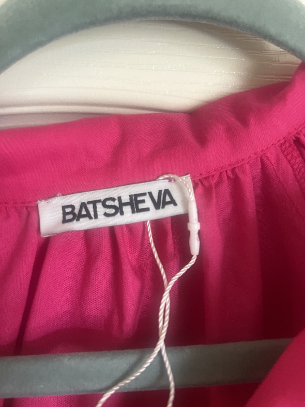 Batsheva Hot Pink Long Sleeves Button Down Shirt Dress Size S With Pockets