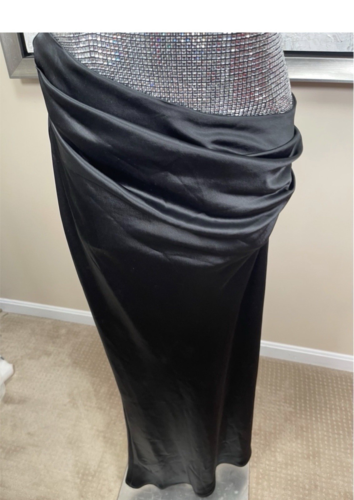 Retrofete Alexandra Strapless Formal Gown Dress Black Small Crystal Embellished