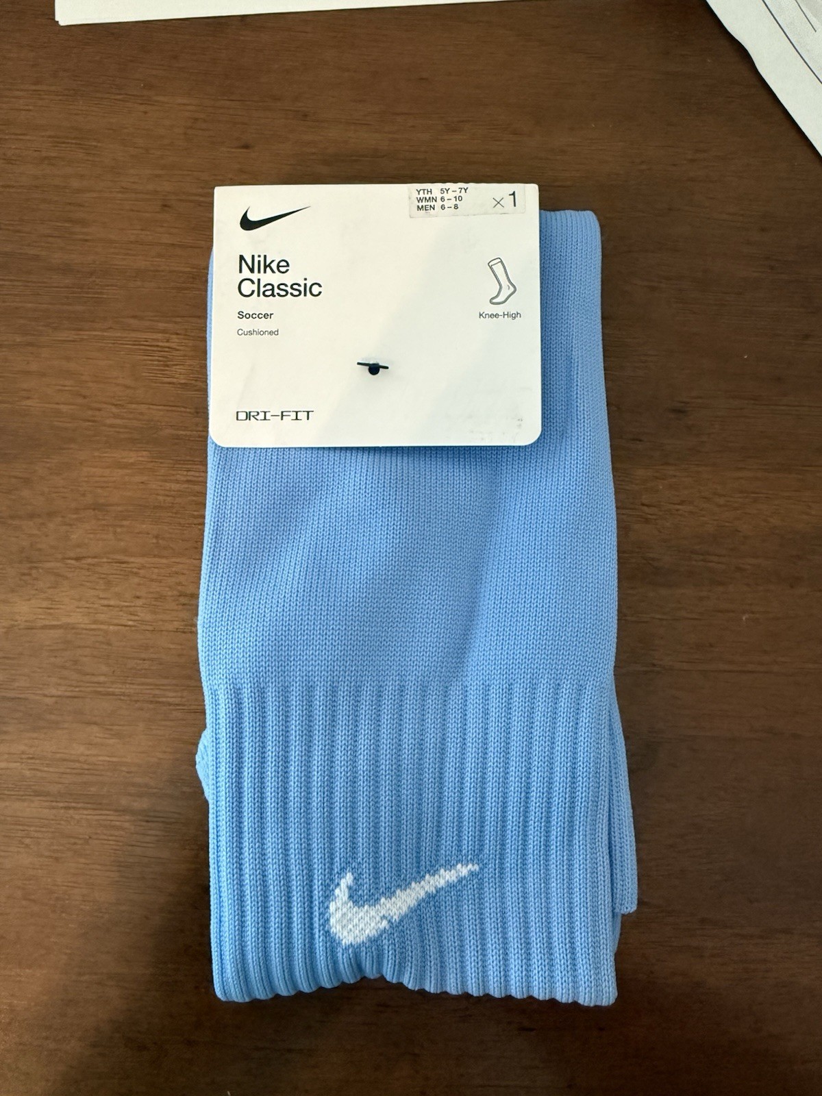 Nike Classic Dri-Fit Knee High Cushioned Socks Unisex Medium Light Blue SX5728