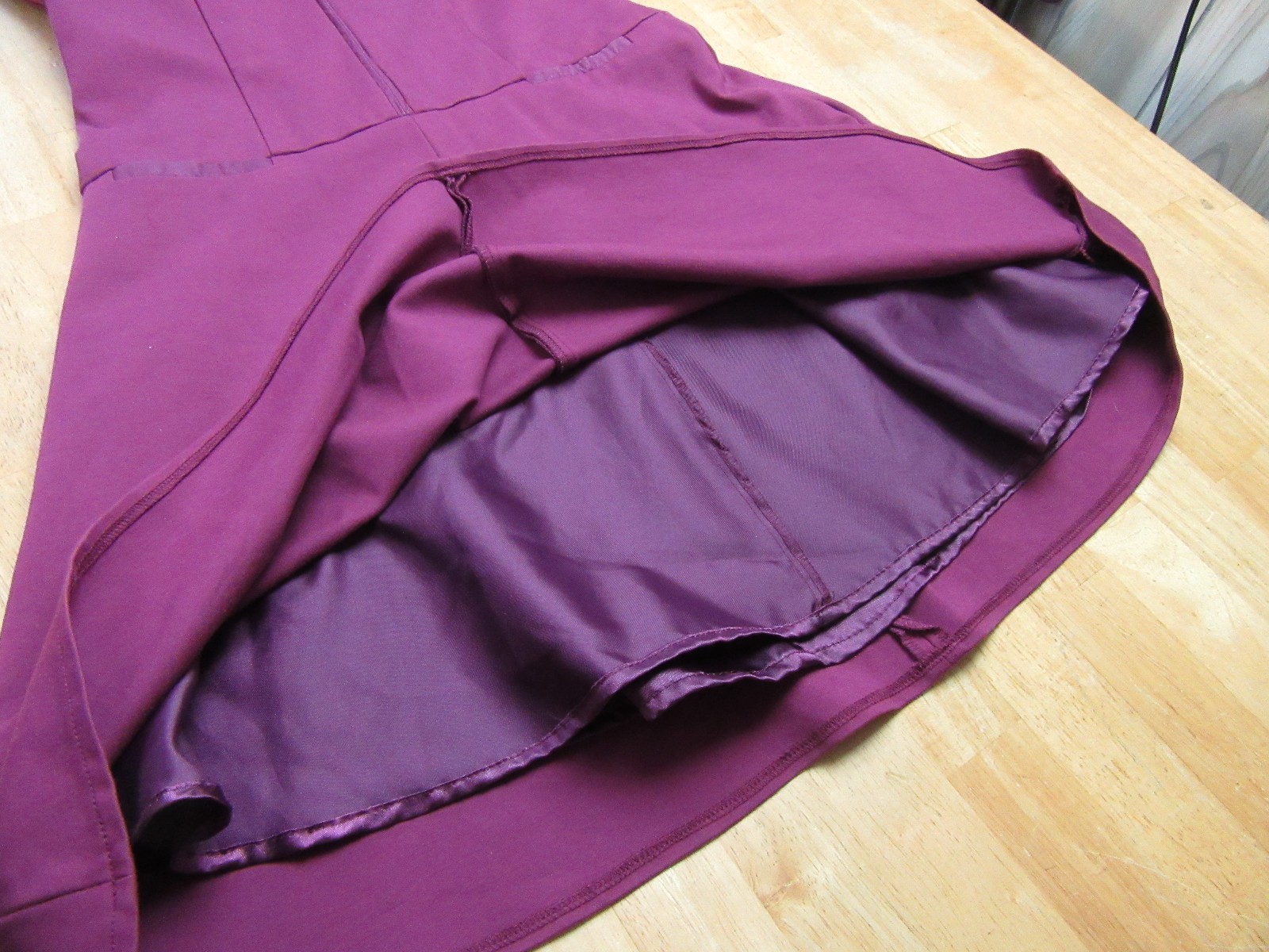 My Tribe V-Neck Real Leather Trim Sleeveless Solid Purple A line Dress Size S