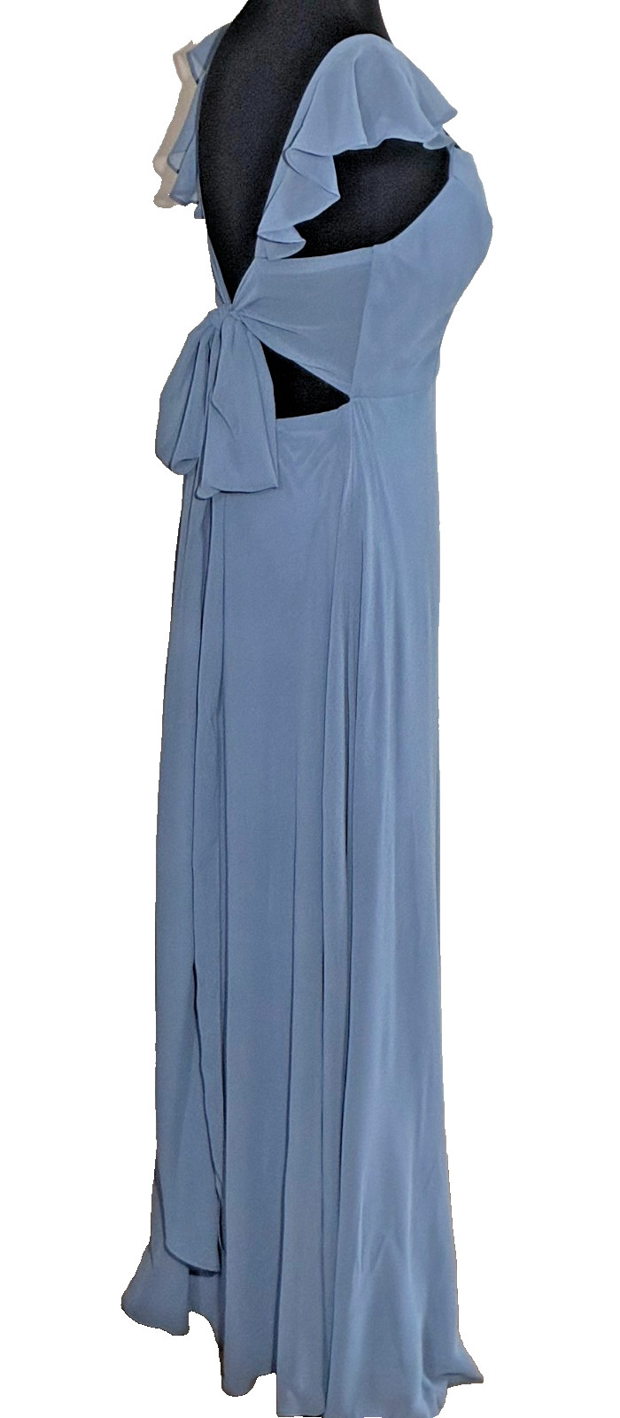 NWT-B Levkoff 7152 Chiffon Cap Sleeves Dress Back Panels Slit -Sz 12 MSRP $179