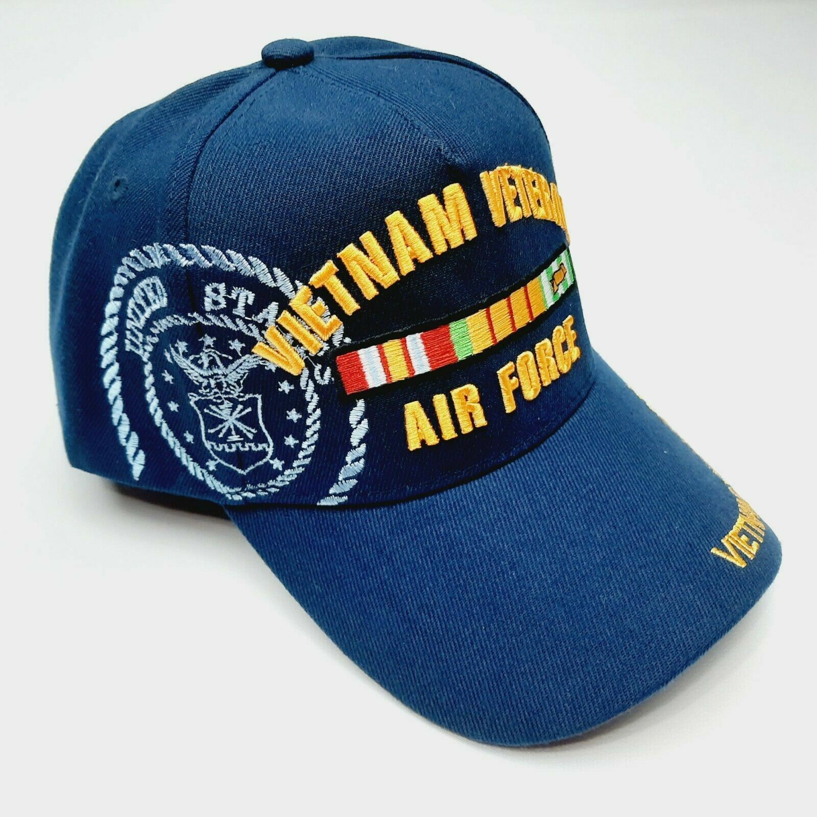 Vietnam Veteran Air Force Hat Navy Blue Embroidered Strapback Cap