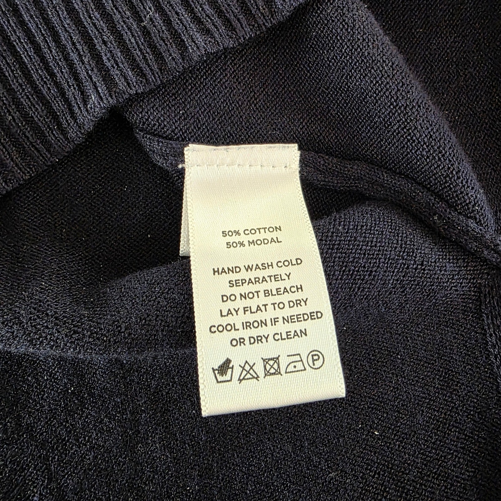 Lilla P Navy Blue Knit Button Shoulder Tunic Sweater Medium Coastal Nautical