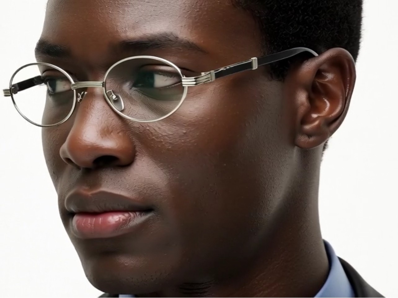 Mens Hip Hop 18k Gold Frame Oval Shape Clear Lens Wood Grain Retro Eye Glasses