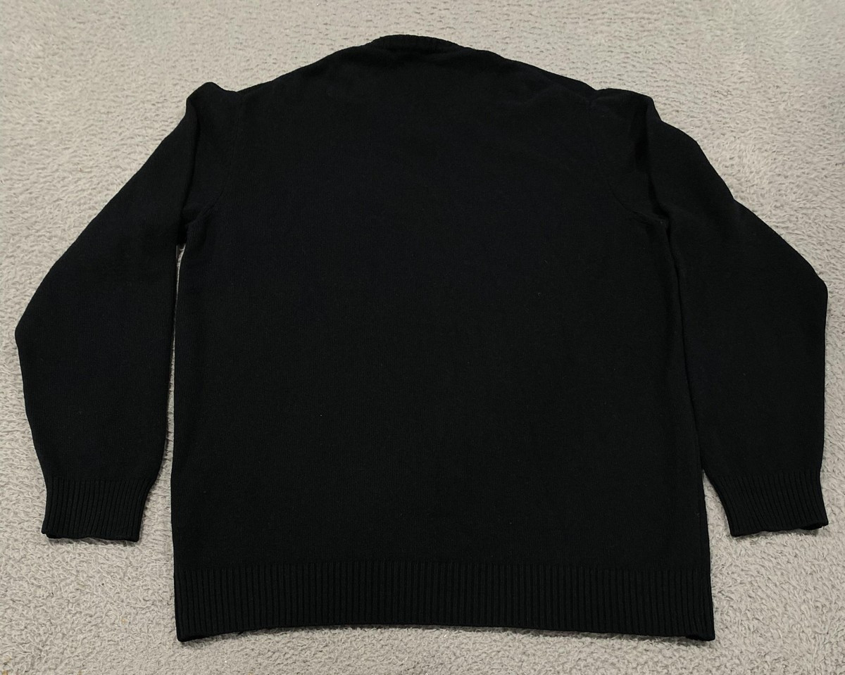 Maison Woolies Sweater Mens 3XL Black Lambswool V Neck Knit Pullover Italy