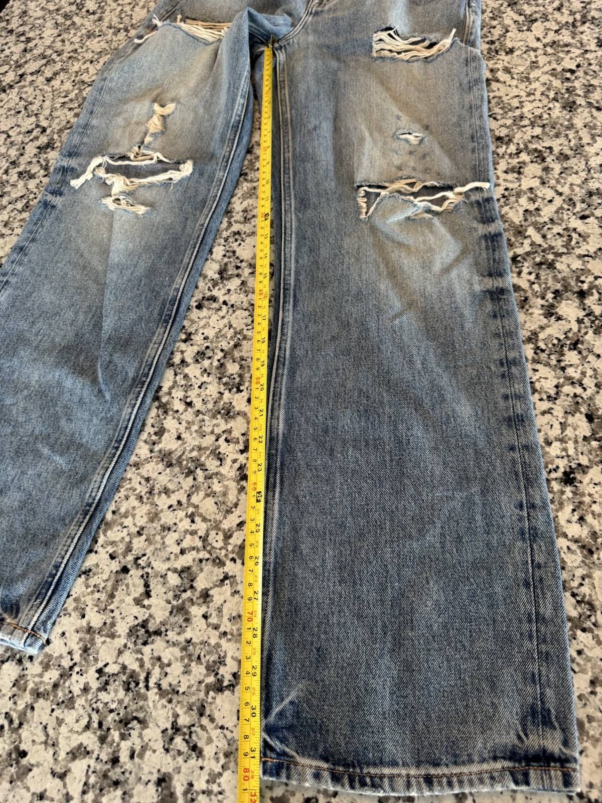 Good American Good ’90s Relaxed Mid Rise Baggy Distressed Jeans NWOT Size 00/24