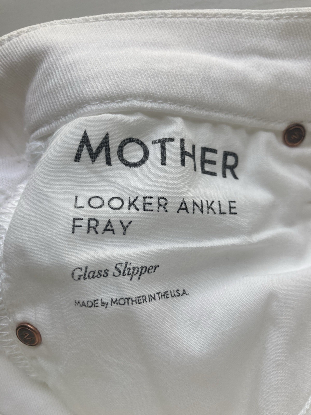 Mother Women’s White Glass Slipper High Waisted Looker Ankle Fray Jeans Size 27