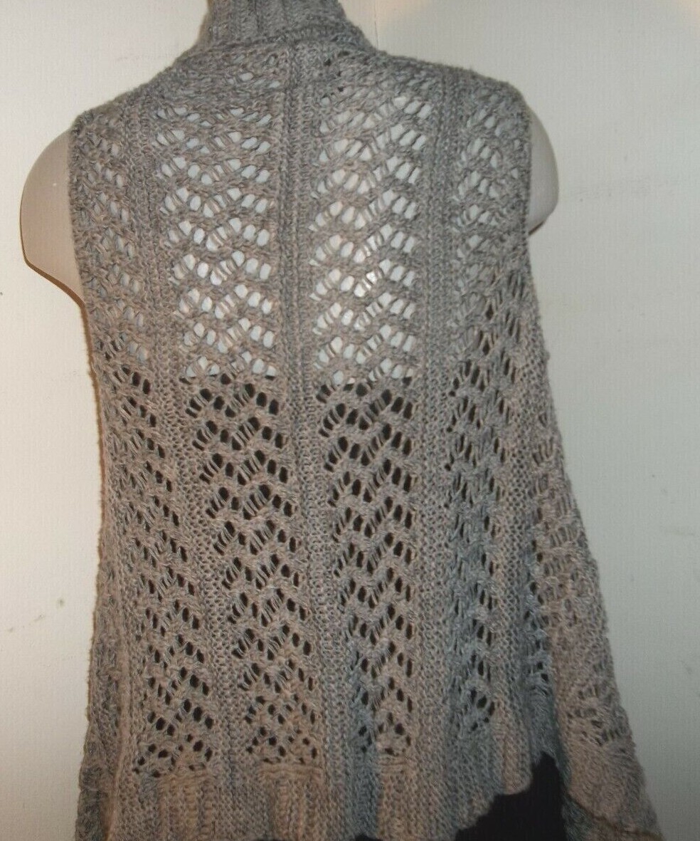 IT’S OUR TIME, Gray Open Front Cardigan, Hi-Lo Hem,  Acrylic Knit, Size Large