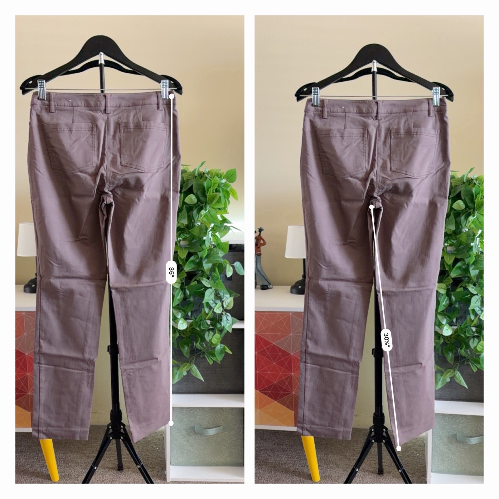 Larry Levine Women’s Purple Twill Straight-Leg Pants Stretch Flat Front Pockets6