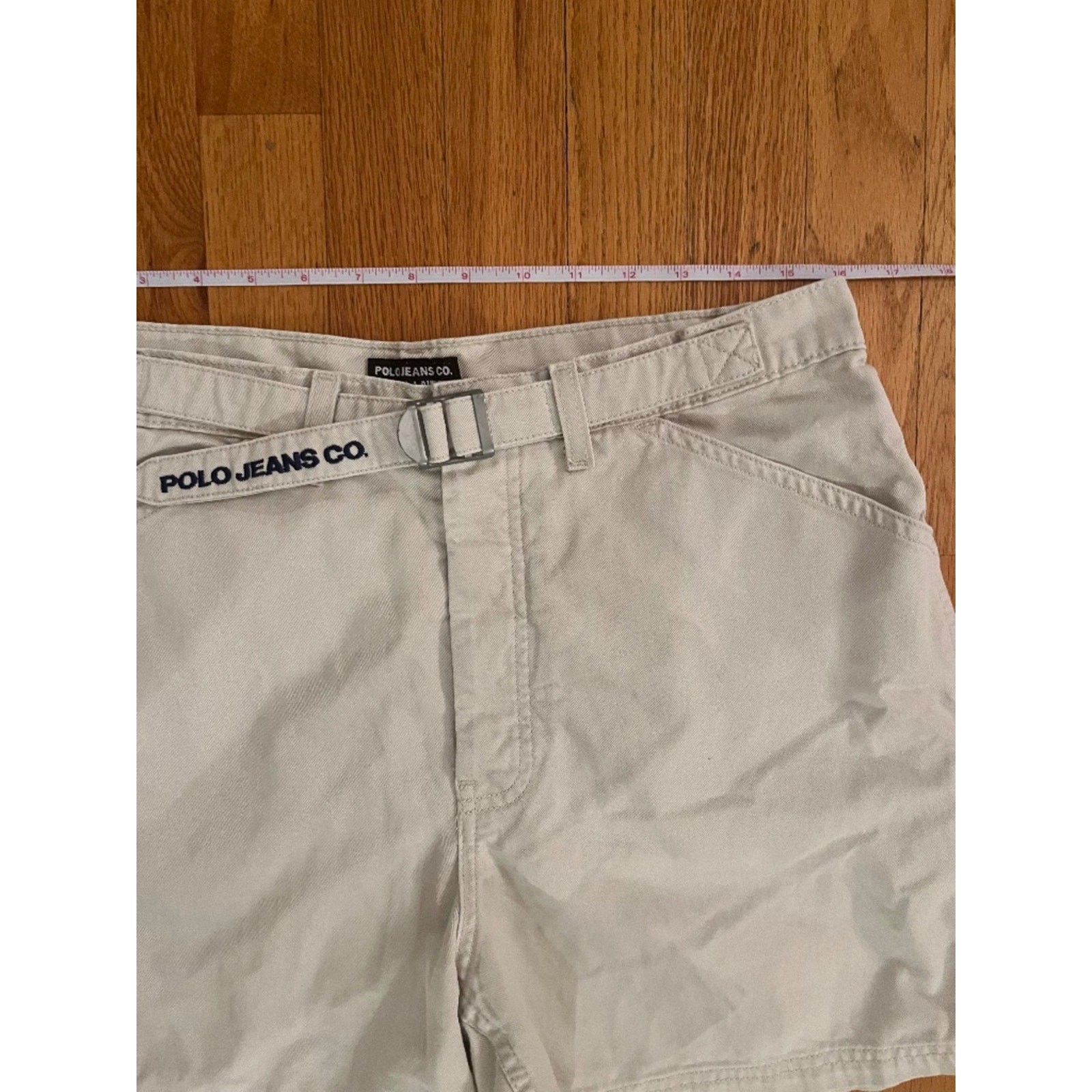 Vintage Polo Jeans Co Ralph Lauren Khaki Belted Utility Shorts Size 14