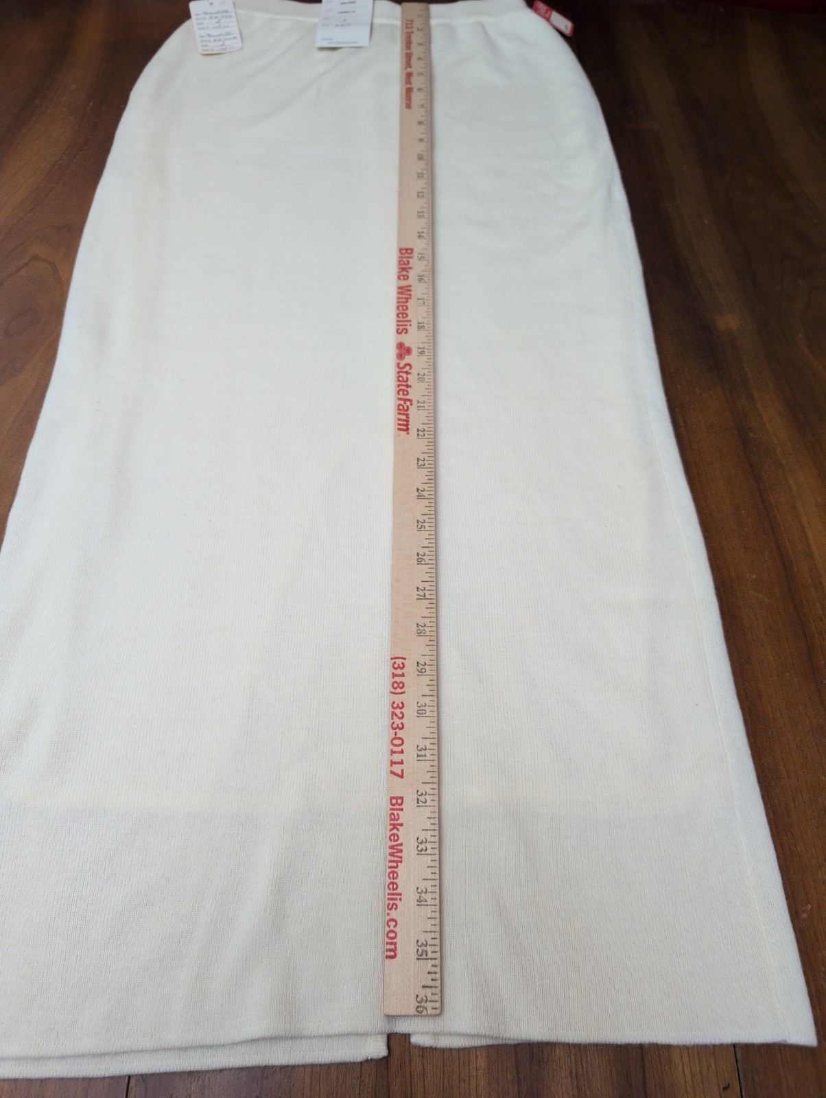 Vintage Meredith Vanilla Long Ribbed Knit Straight Skirt S Lambswool Lined Slit