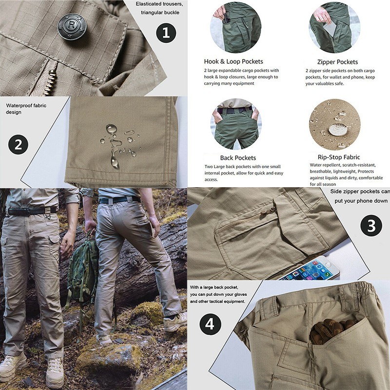 US Men Tactical Cargo Pants Soldier Straight-fit Work Combat Trousers Outdoor