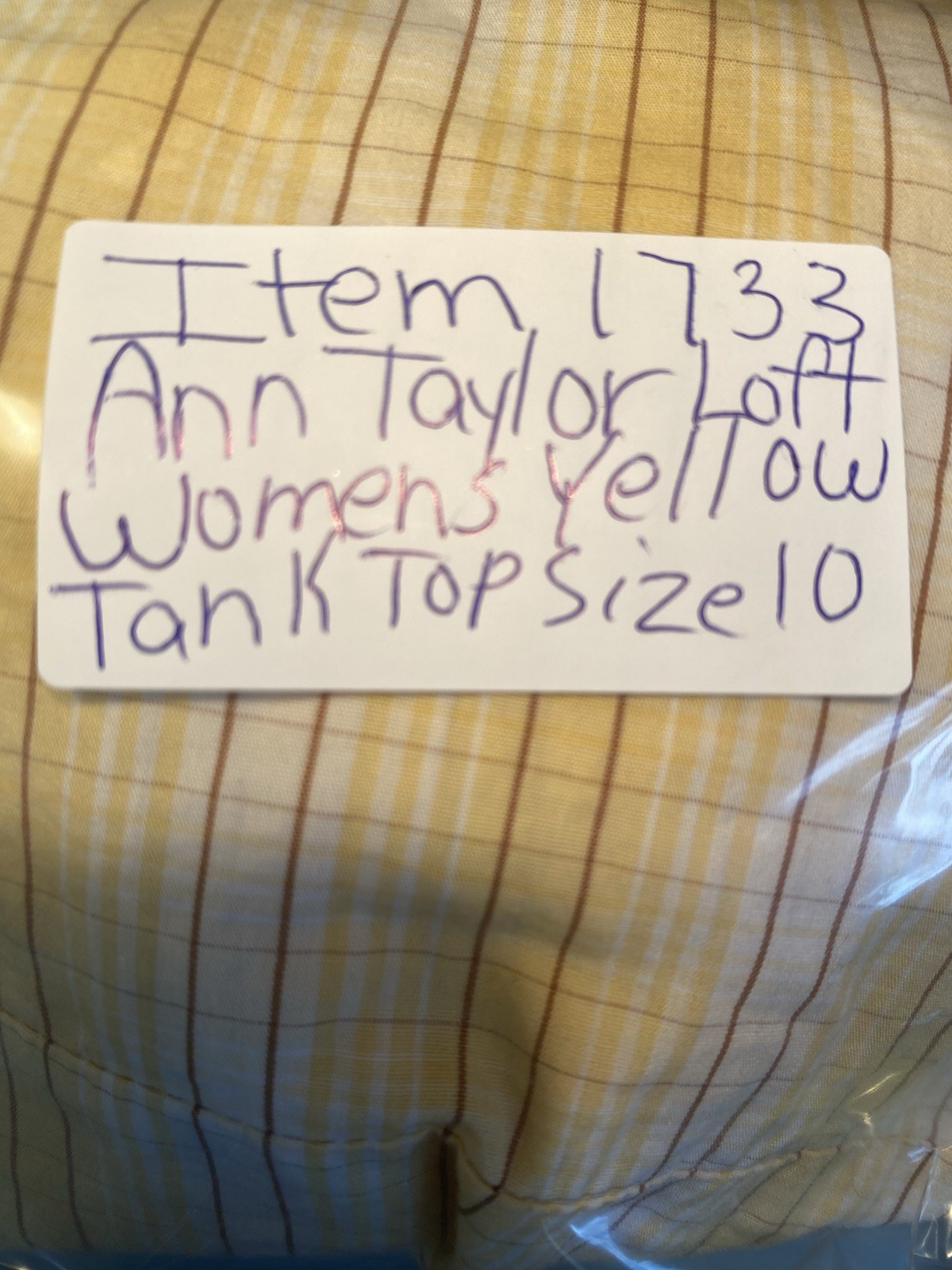 Ann Taylor LOFT Plaid Eyelet Tank Top Size 10 Butter Yellow Spring Festival Y2K