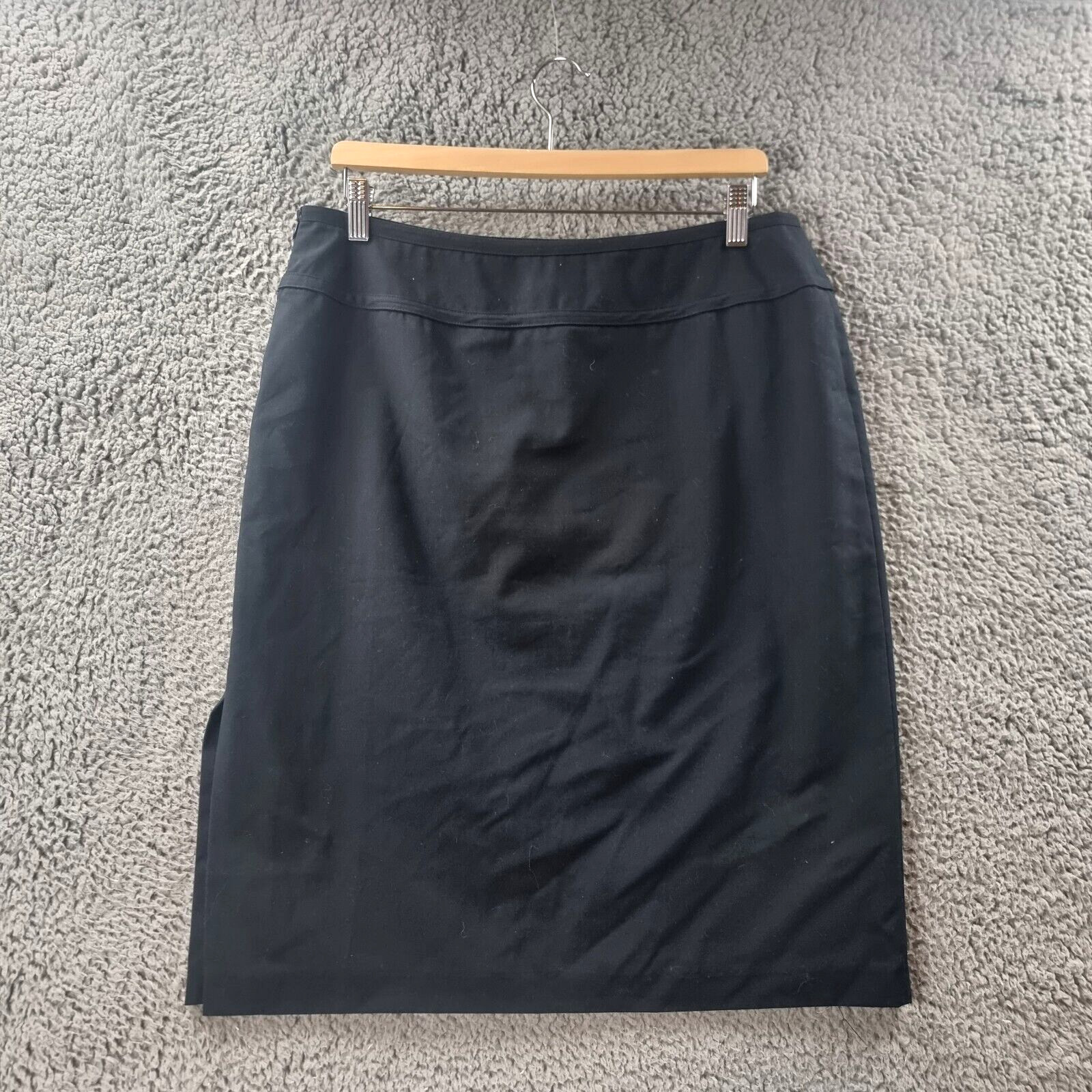 Vintage VERONIKA MAINE Womens Pencil Skirt Size 14 Black Knee Length Size Slits