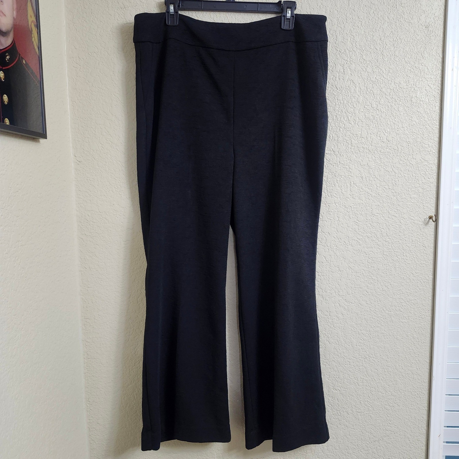 NEW New York & Company Size XL Black Textured Wide Leg Pants Side Zip NY&CO