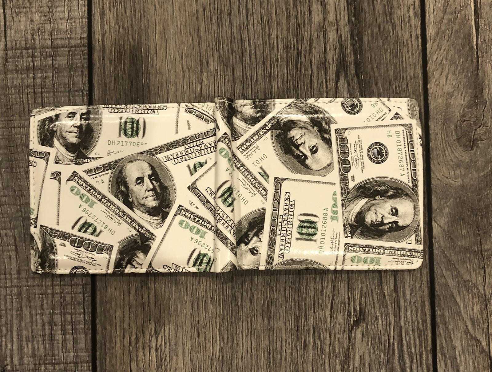 $100 Bifold Wallet NEW – Benjamin Franklin Money Dollar Bill Cash 8” X 3.5” Ben