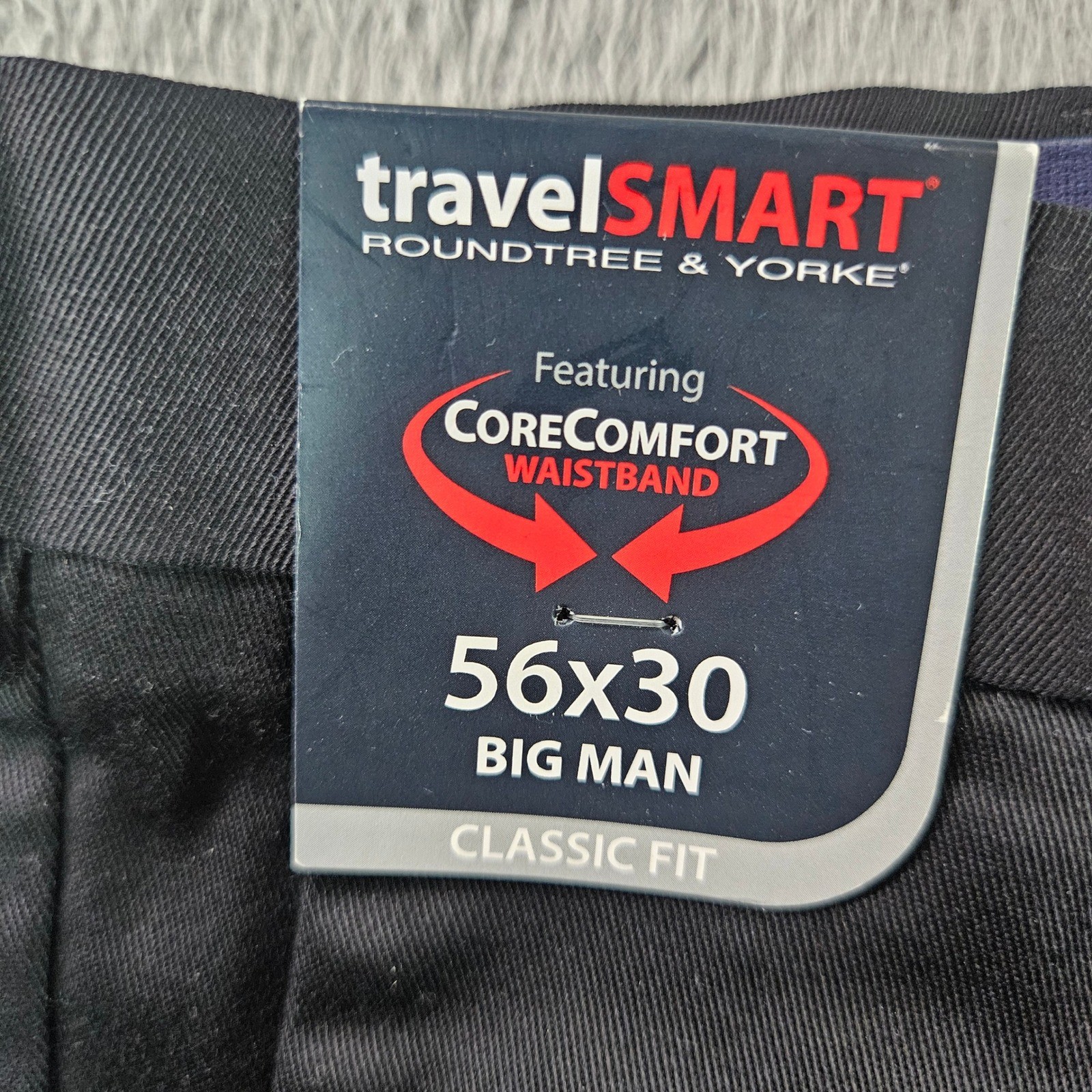 Roundtree & Yorke TravelSmart Mens 56×30 Black Pleated Comfort Dress Pants NEW