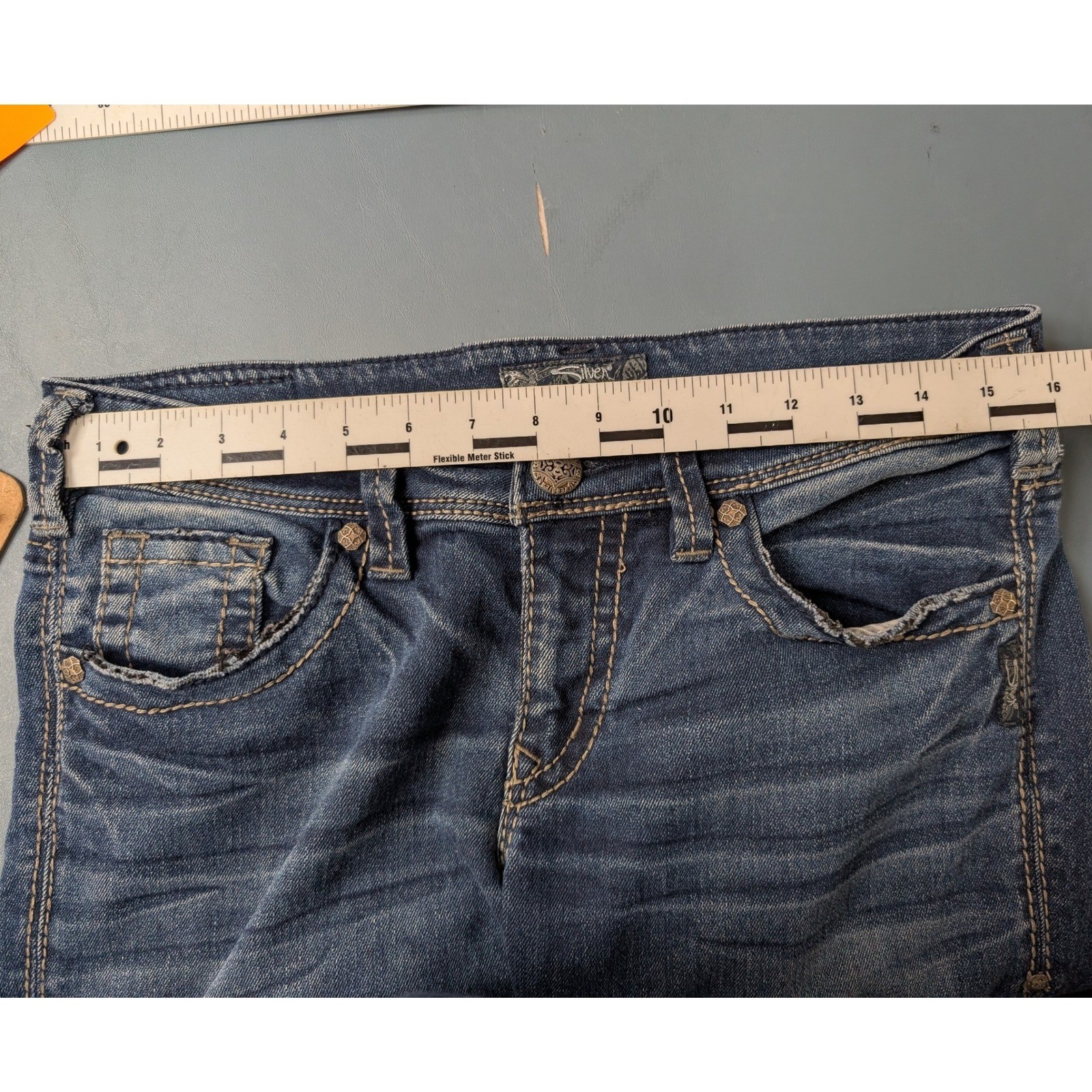 Silver Jeans Co Kelli Boyfriend Womens 28×31 Dark Wash Contrast Stitching