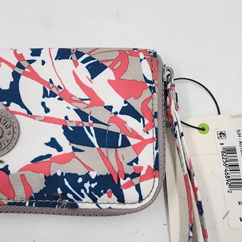 Kipling Canvas Zip Around Wallet Wristlet Women’s OS Autumnal Field Abstract