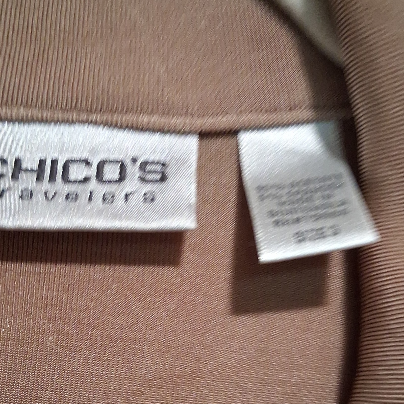 Chico’s Travelers Brown Solid Velour Collared 3/4 Sleeve Tunic Top 3