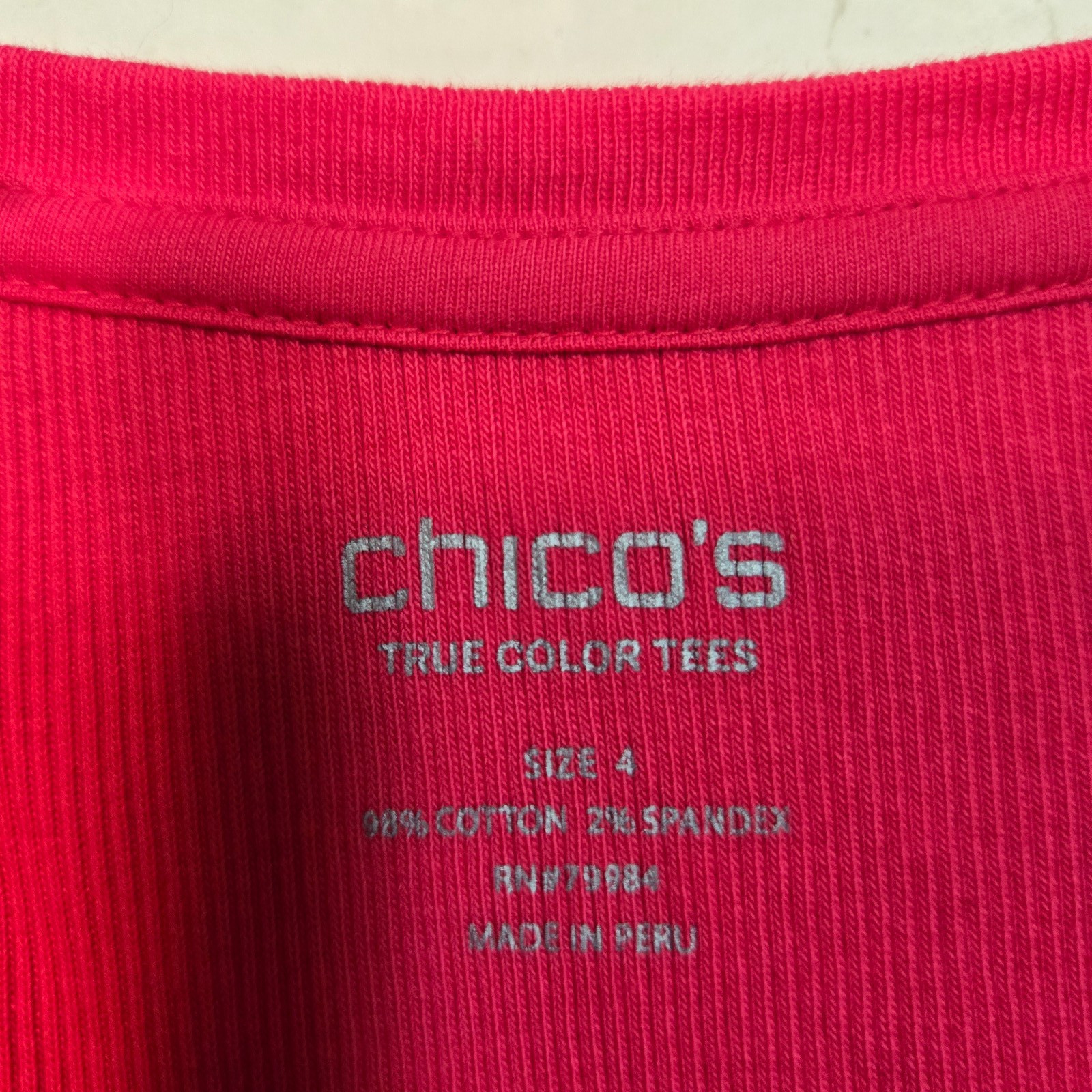 Chico’s Plus Size 4 (20/22) 2X Raspberry Pink Cotton Blend Ribbed Scoop Tank Top