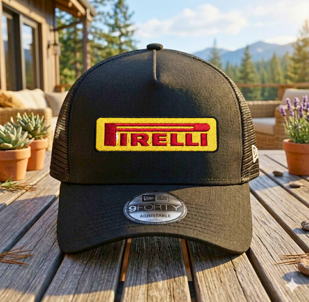 Pirelli Embroidered Trucker Hat Mesh Snapback Cap Motorsport Style