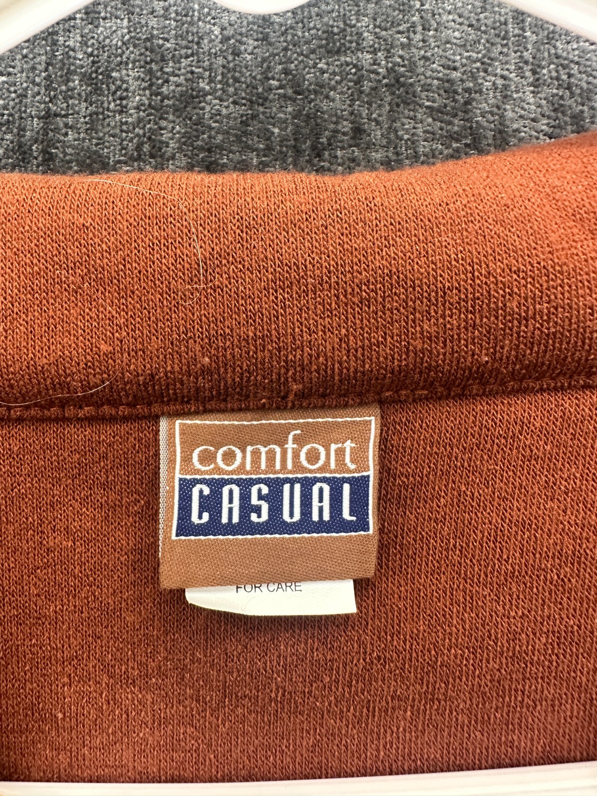 Comfort Casual Sweatshirt Mens Large Orange Knit Ribbed Collared Performance