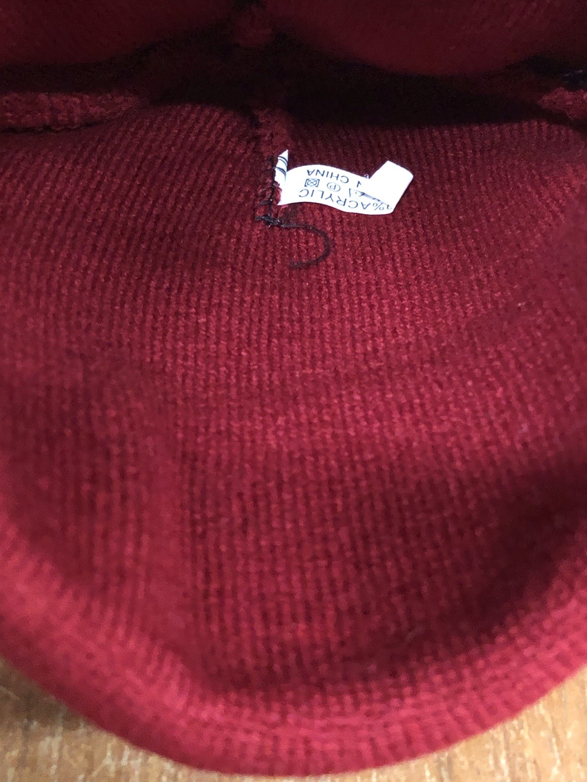 NWOT Embroidered Among Us MAROON Cotton Cuffed Knit Beanie Hat