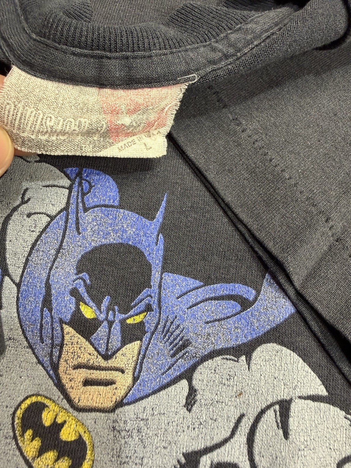 Vtg 80s Batman New York City Graphic Print Black Men’s L Crew T-Shirt
