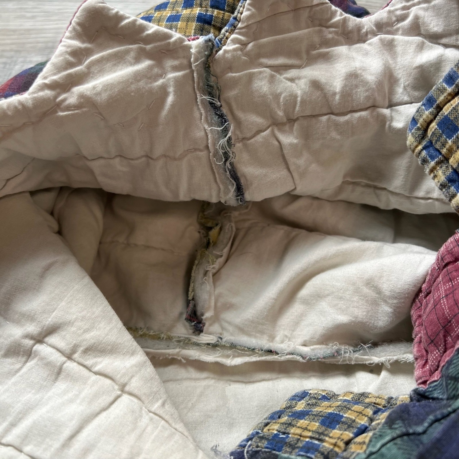 Unbranded Patchwork Quilt Hoodie Unisex XL Multi Plaid Log Cabin Boho Vintage