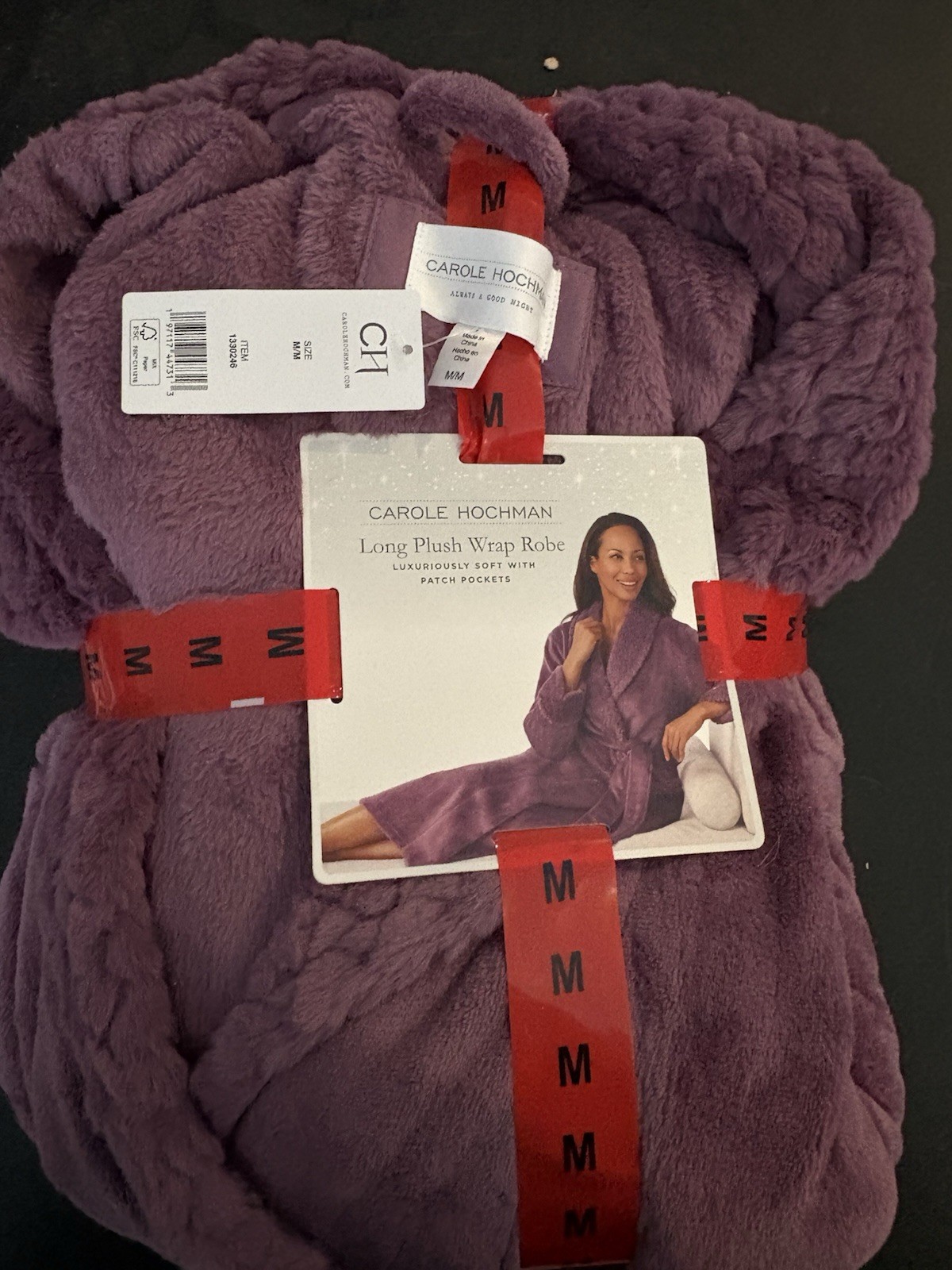 NWT Carole Hochman Long Plush Wrap Robe In Mauve/purple. Medium