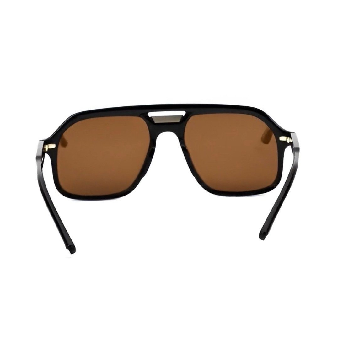 Oversized Flat Top Fancy Sunglasses Black Frame Brown Lens Square Shield 142mm