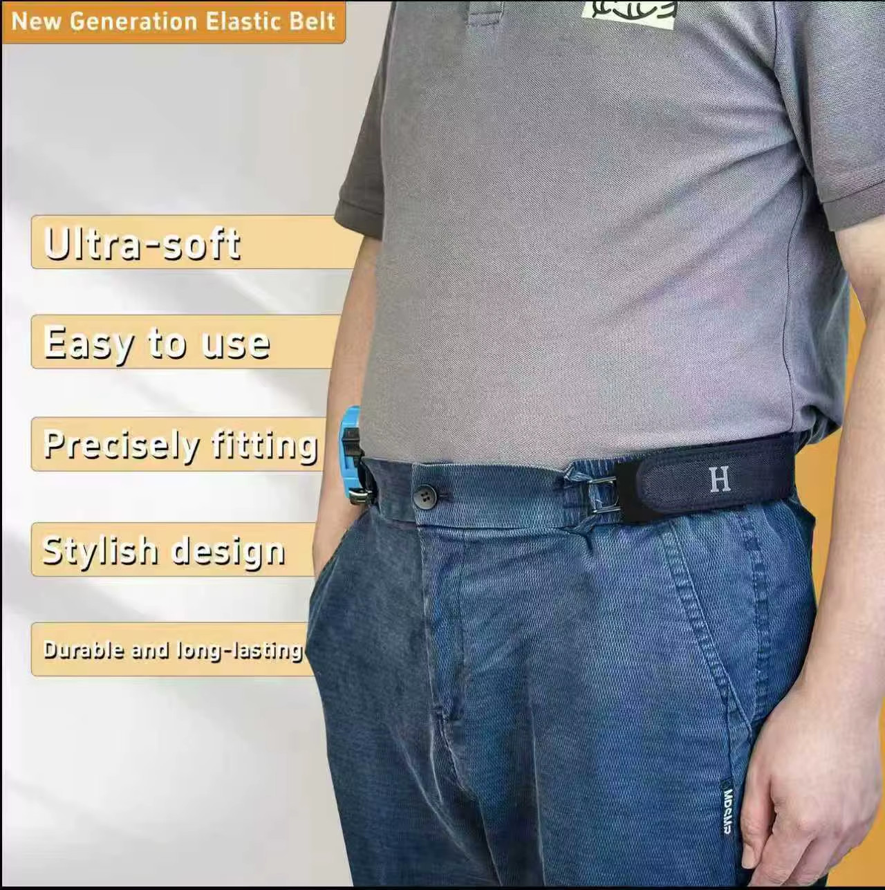 2PCS Tactical Metal Hook Elastic Belt Buckle-Less Invisible Waist Belt Closure**