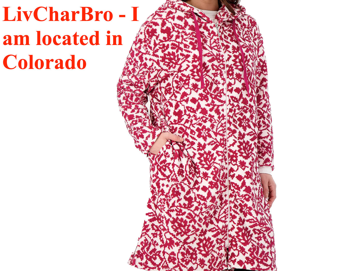 Stan Herman Women’s Plush Hooded Full Zip Lounger Robe Rose Pink Small