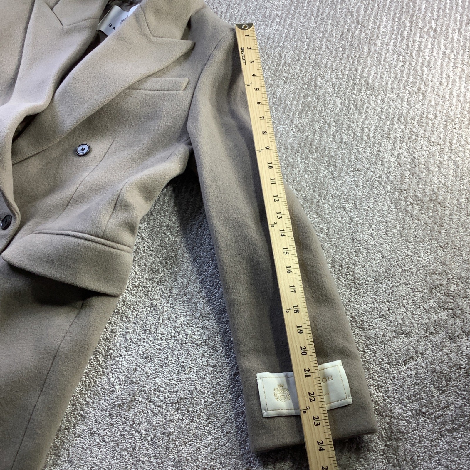 Babaton Aritzia Slouch Coat Nomad Taupe Wool Cashmere Long Coat Size Small NWT