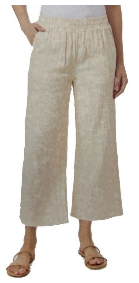 Hurley Women’s NWT Gauze Relaxed Wide-Leg Pant in Tan/ White- XXL