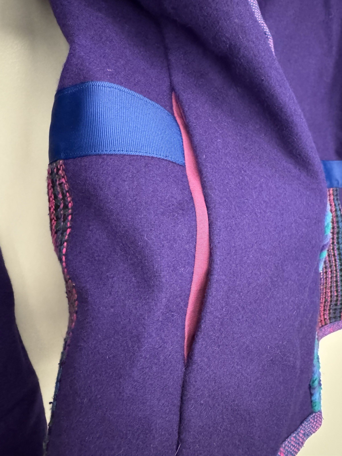 Unique vintage purple jacket with appliqués, A Treasure Forever by Linda Pool