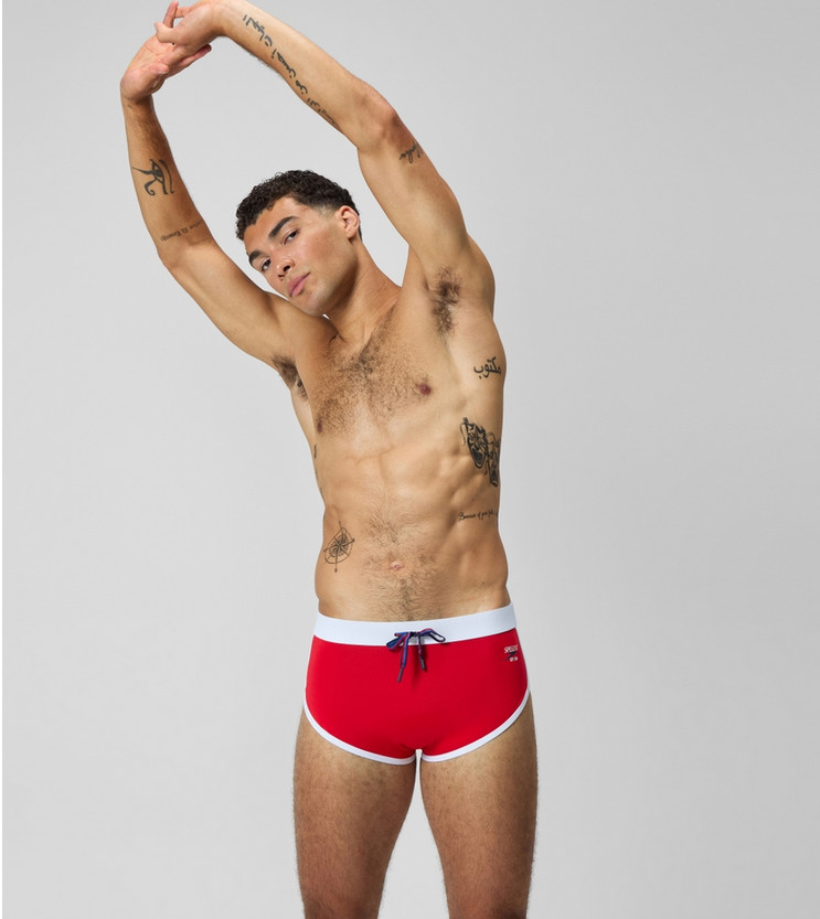 Speedo Men red Retro old school swim Brief swimwear size 30 32 34 36