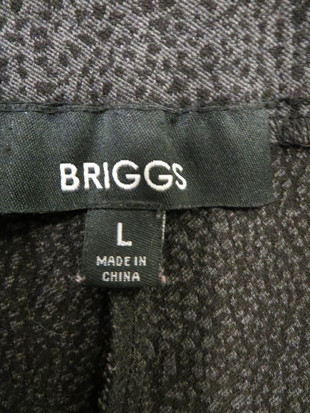 Briggs Stretch Black/Gray Pull On Straight Leg Pants Size L
