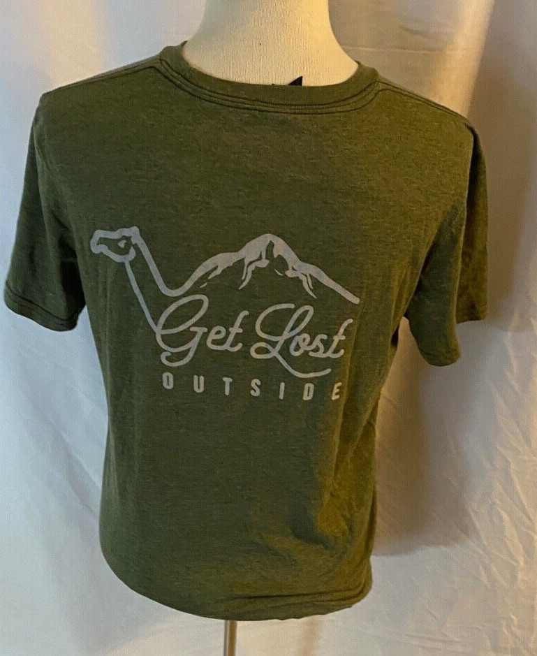 Anvil Women’s Green Medium T-Shirt Get Lost Outside Army Green Crew Neck