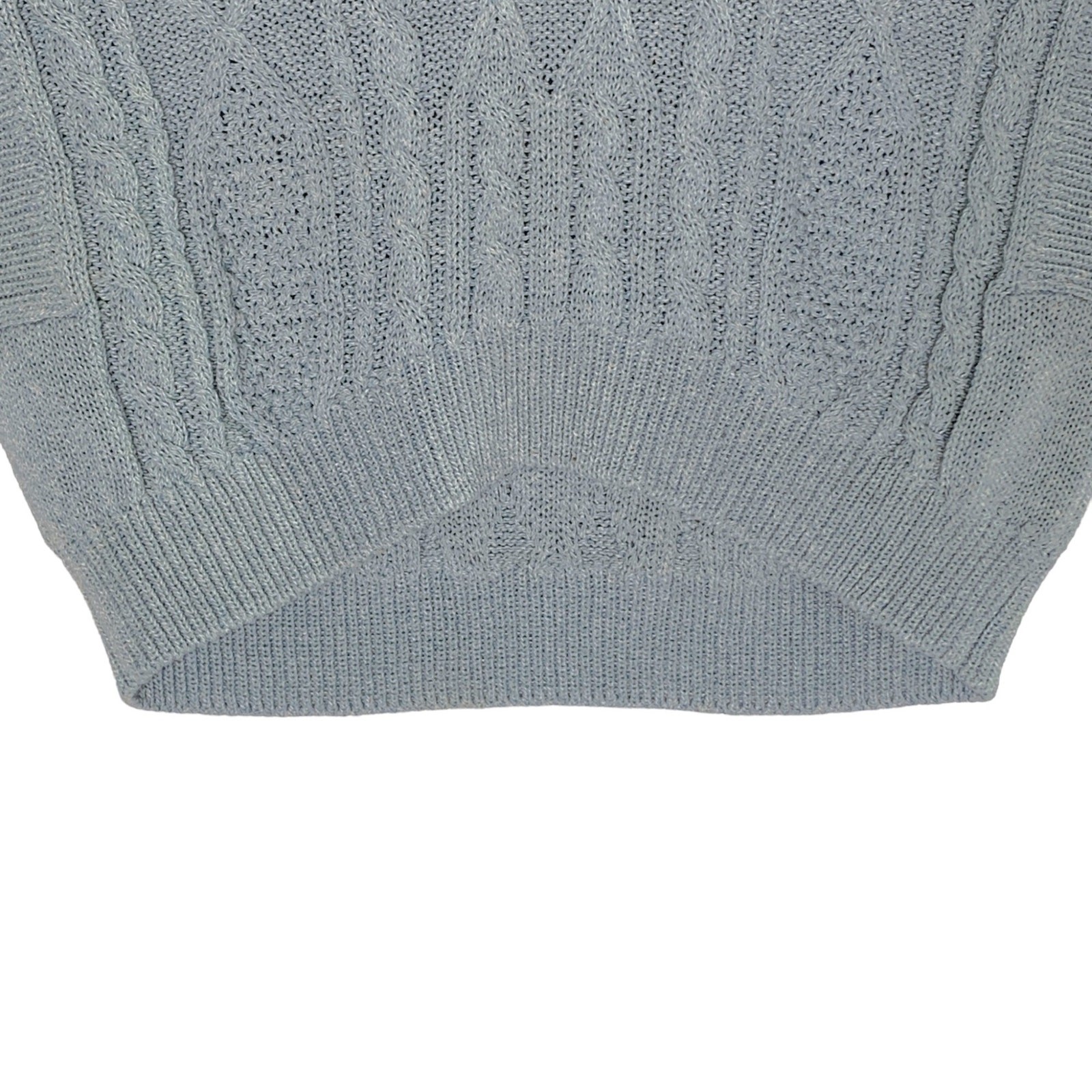 Zara S Womens Dusty Blue Cropped Cableknit Pull Over Vest Crewneck