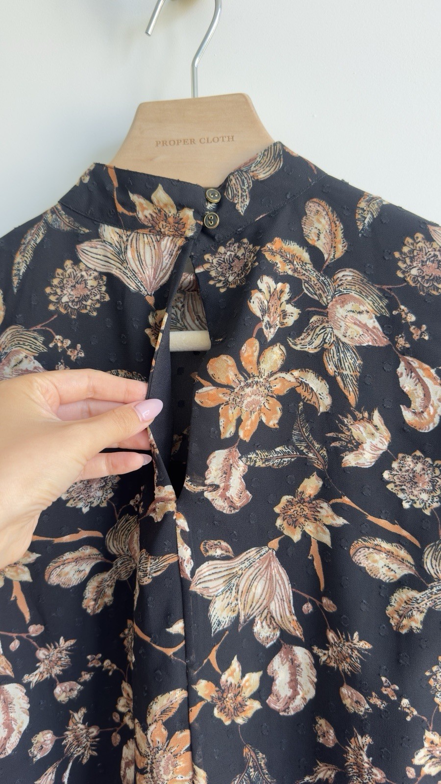 Walter Baker Sandra Top Black Dahlia Floral Swiss Dot Blouse Size L