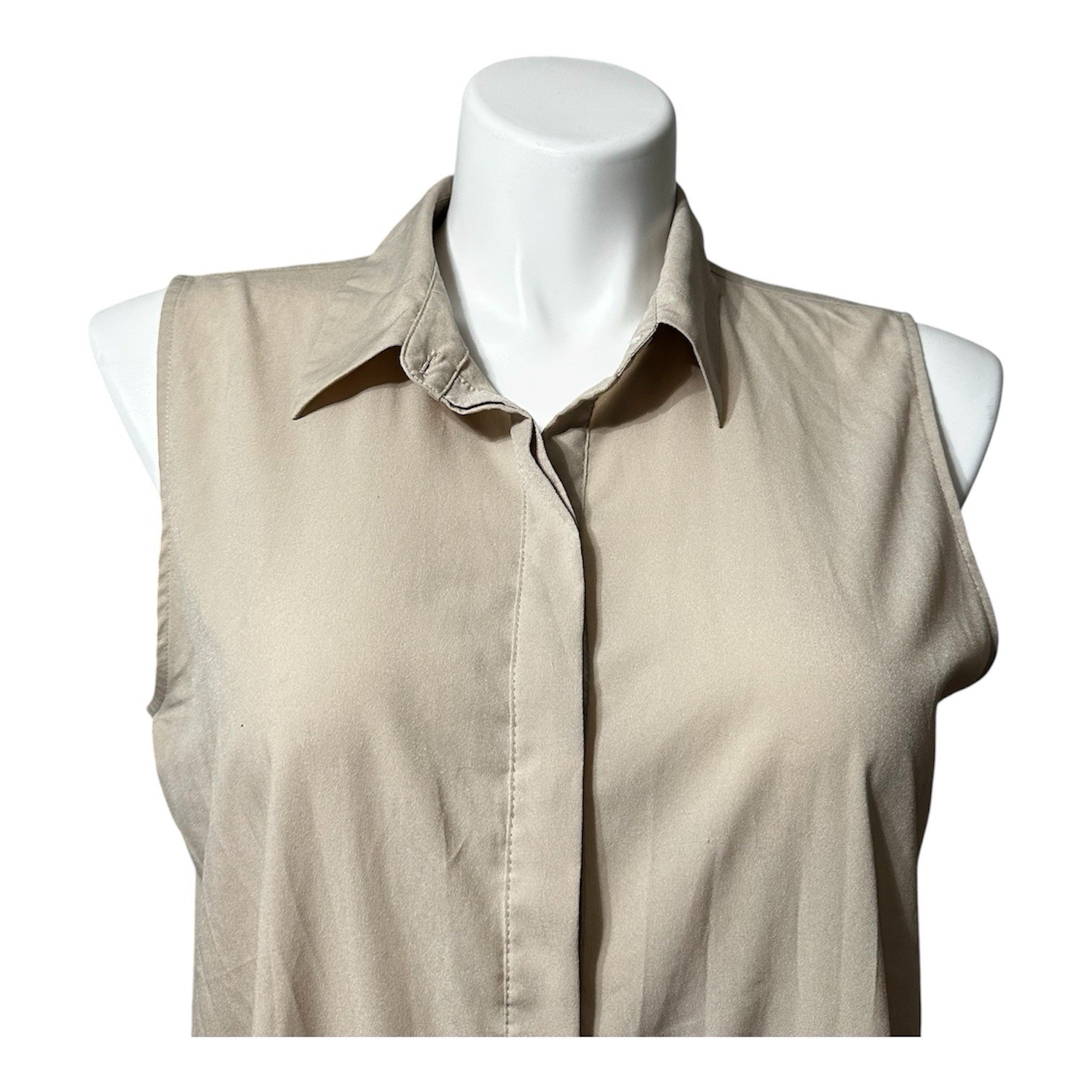 Ann Taylor Women’s XL Shirt Brown Sleeveless Trendy Stylish Top Button