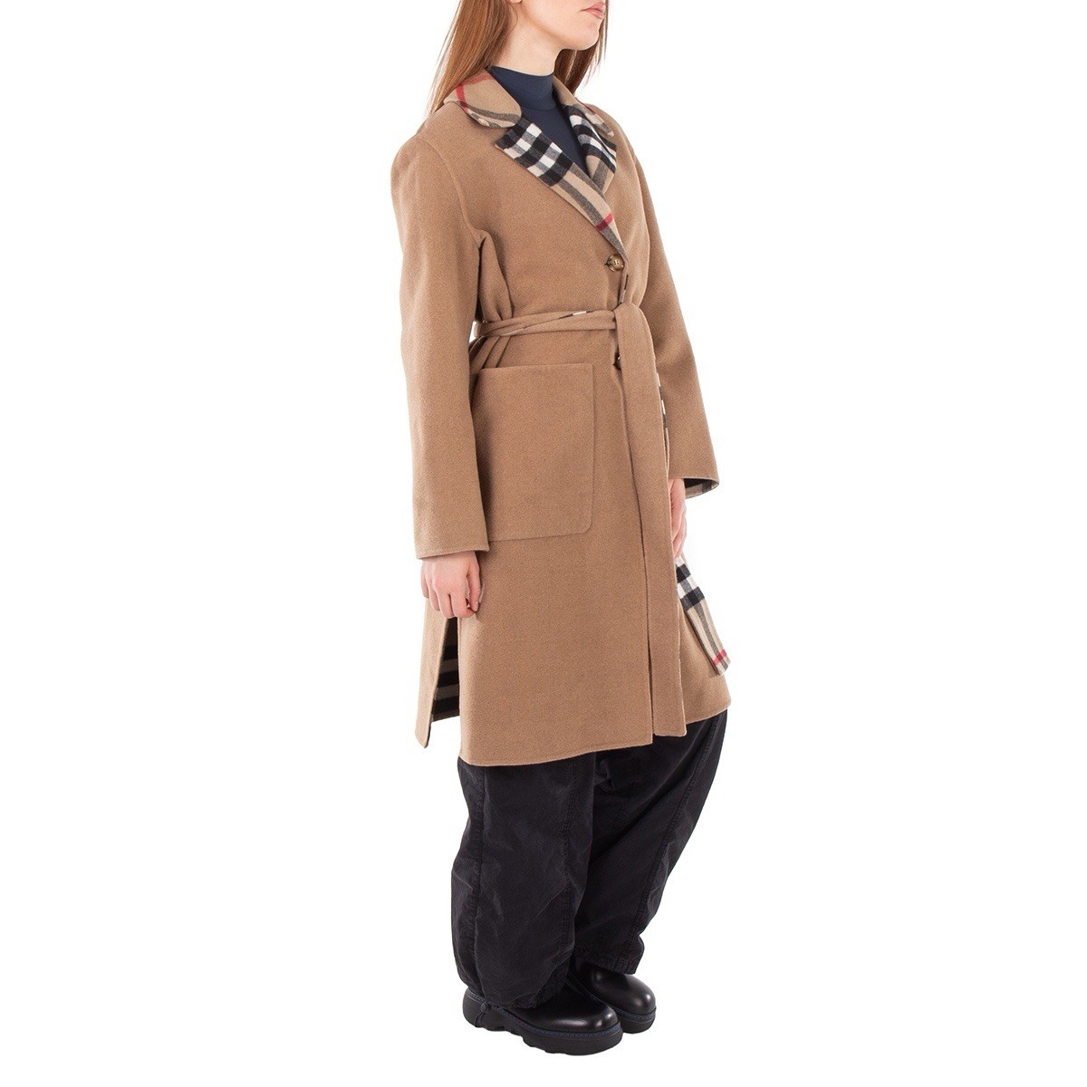 Burberry Camel Reversible Trench Coat with 100% Wool Size 2