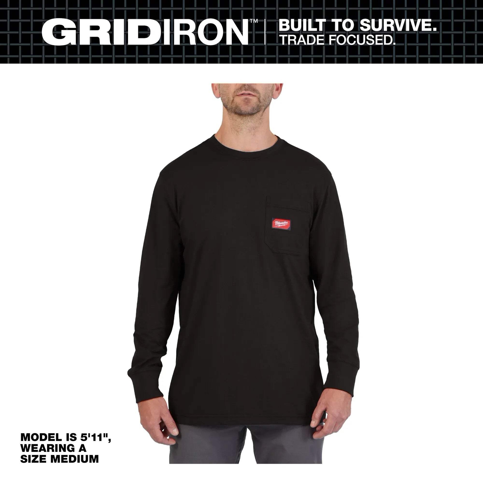 Milwaukee 606 Men’s GRIDIRON Cotton/Polyester Long-Sleeve Pocket T-Shirt