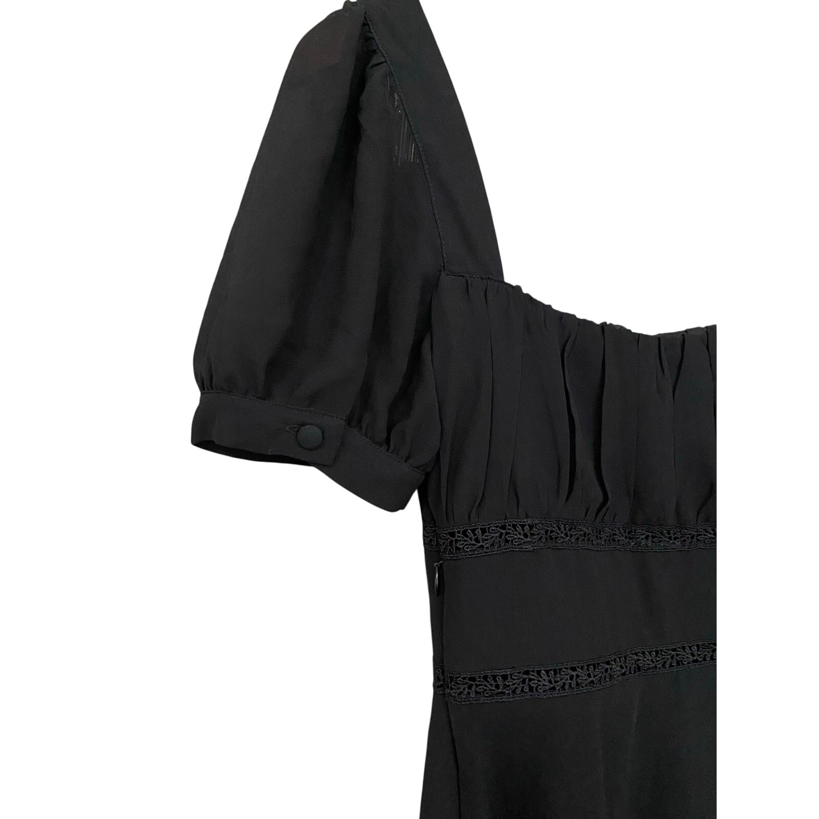 Privacy Please Barlow Mini Dress Small Milkmaid Babydoll Chiffon LBD Revolve