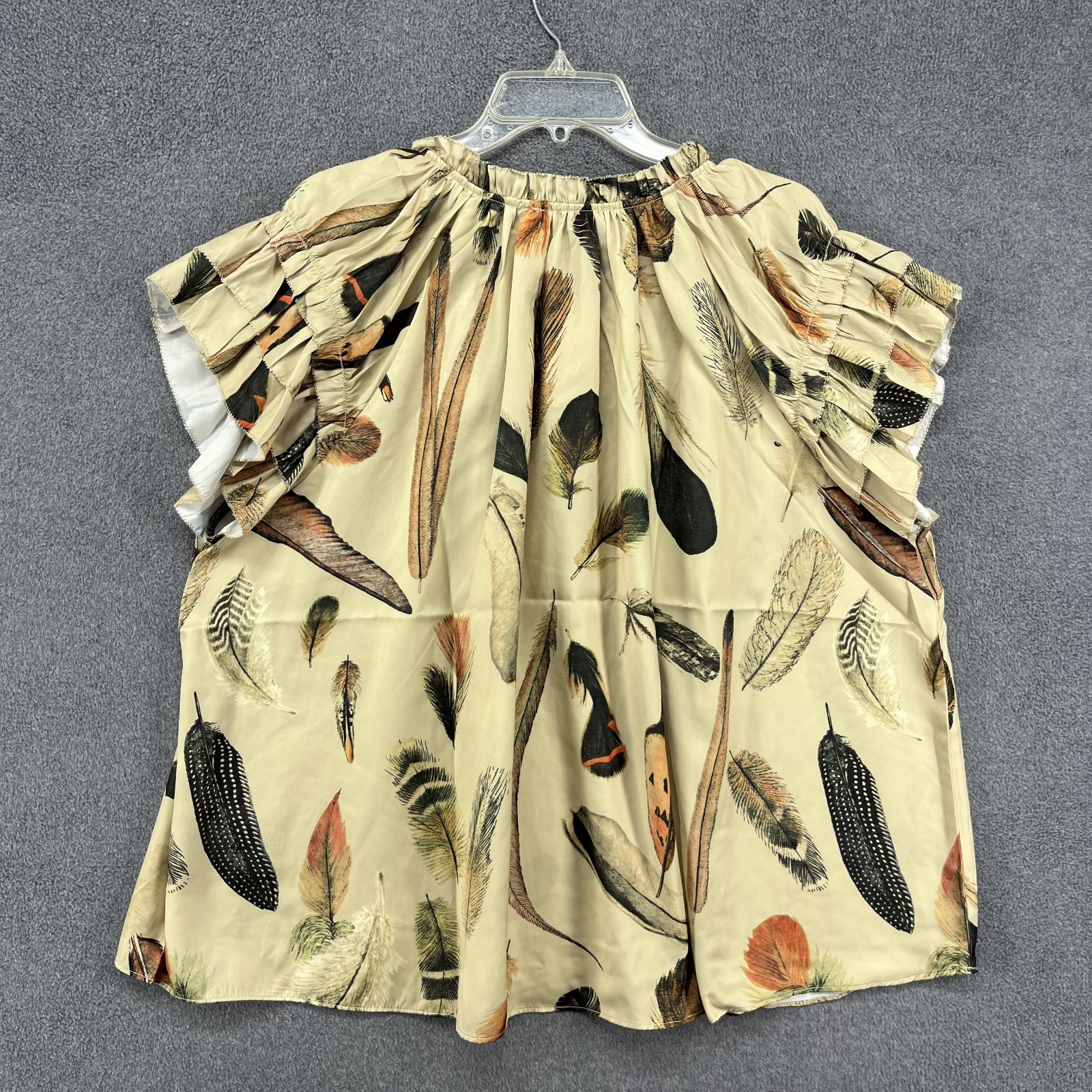 Philosophy Top Womens 2X Feather Ruffle Sleeve Boho Blouse shirt