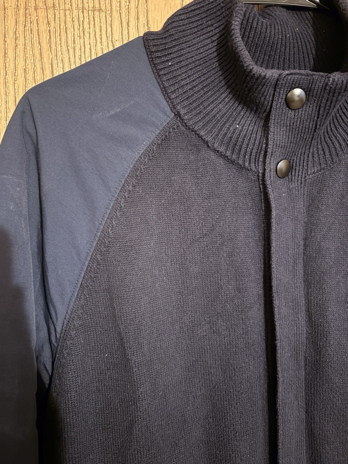 Banana Republic Men’s Navy Bomber Jacket XL Full Zip Snap Band Collar Solid